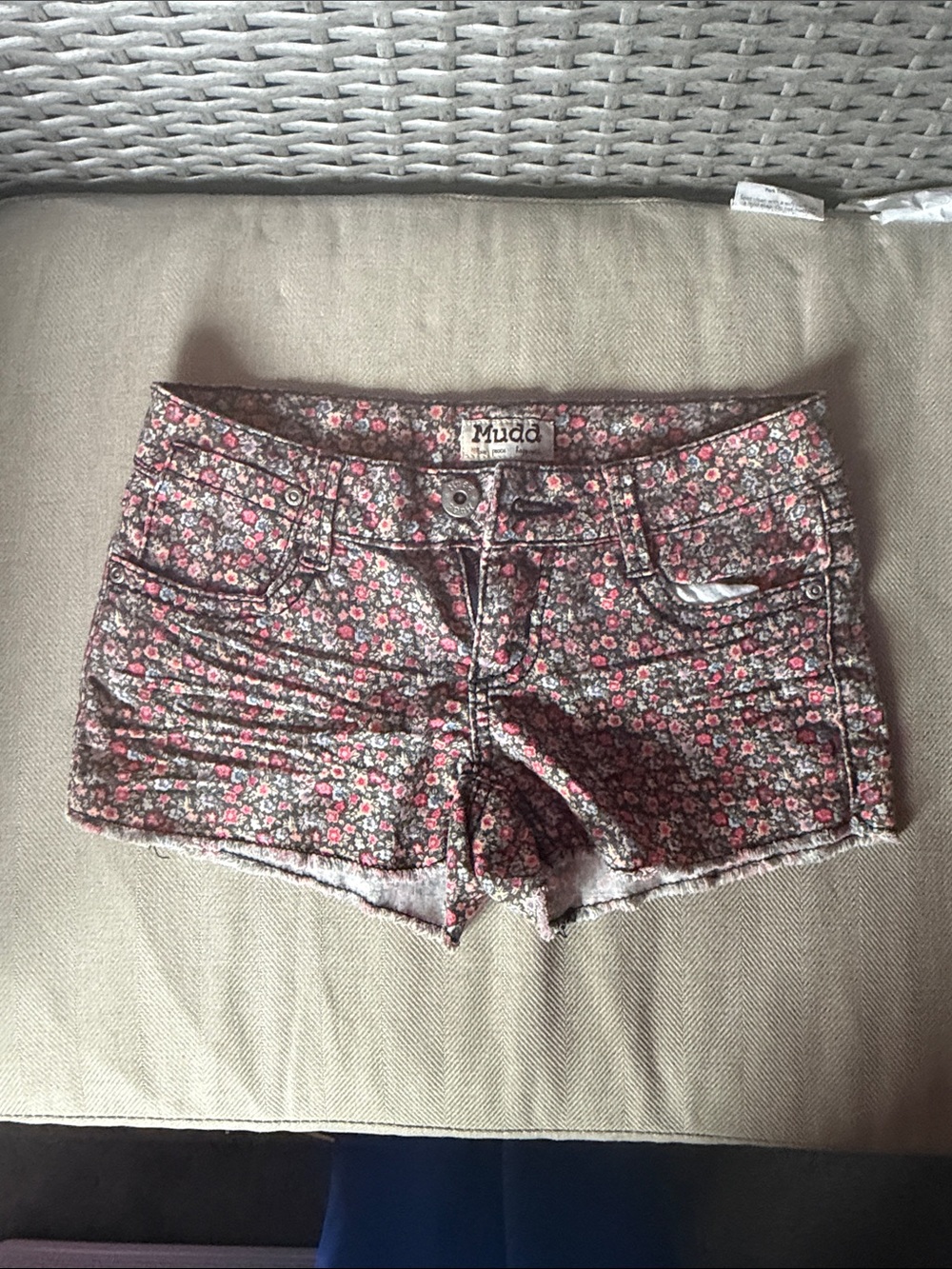 Mudd Pink and Cream Floral Denim Shorts
